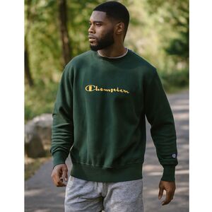 VTG Champion Reverse Weave Sweatshirt Mens Sz XL Crewneck Green Gold Embroidered
